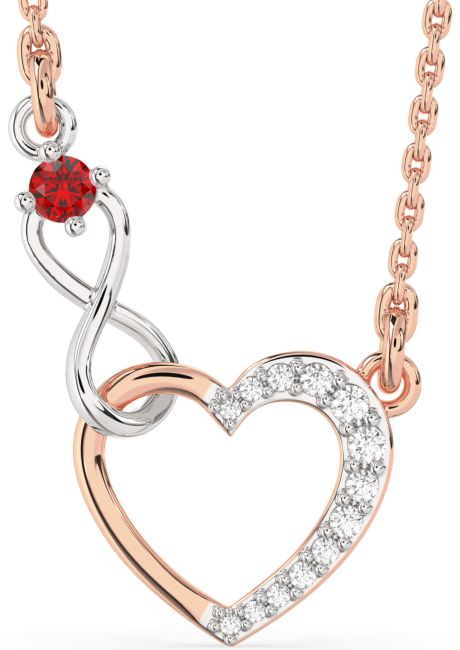 Ruby Rose Gold Silver Heart Infinity Interlock Necklace