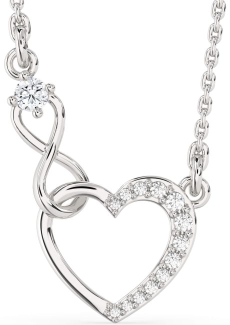 Diamond Platinum Heart Infinity Interlock Necklace