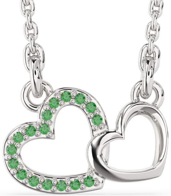 Emerald Platinum Heart Necklace