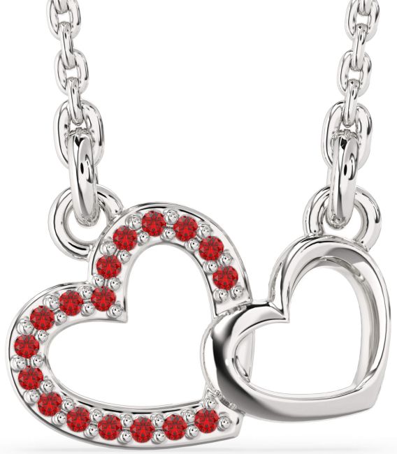 Ruby Platinum Heart Necklace