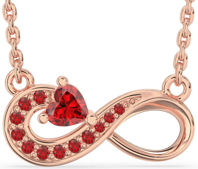 Ruby Rose Gold Silver Infinity Heart Necklace