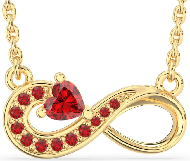 Ruby Gold Infinity Heart Necklace