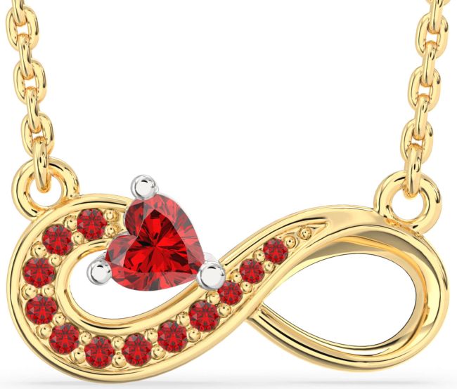 Ruby Gold Silver Infinity Heart Necklace