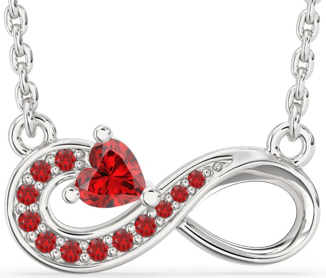 Ruby Platinum Infinity Heart Necklace