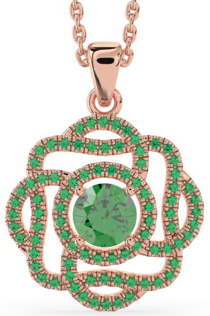 Emerald Rose Gold Knot Necklace