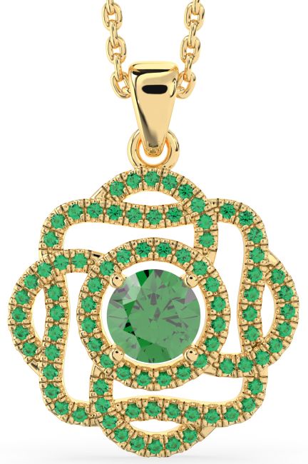 Emerald Gold Knot Necklace