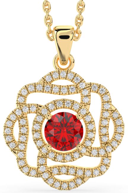 Diamond & Ruby Gold Knot Necklace