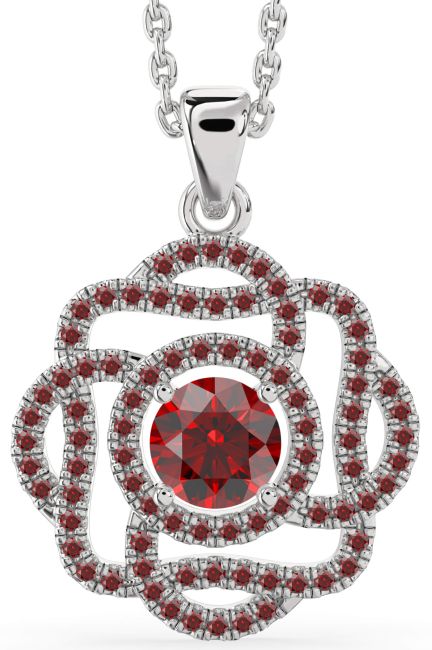 Garnet Silver Knot Necklace