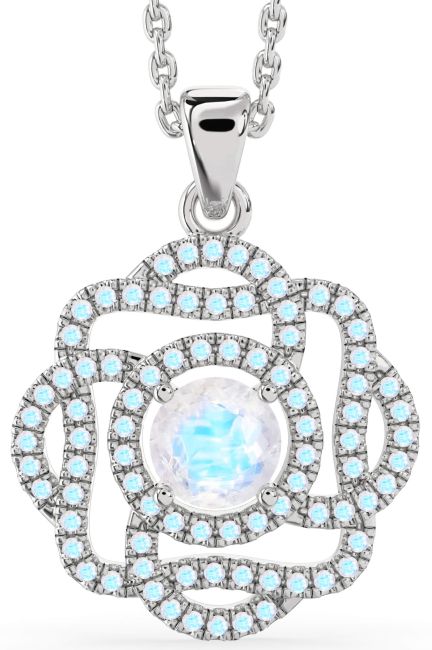 Moonstone Silver Knot Necklace
