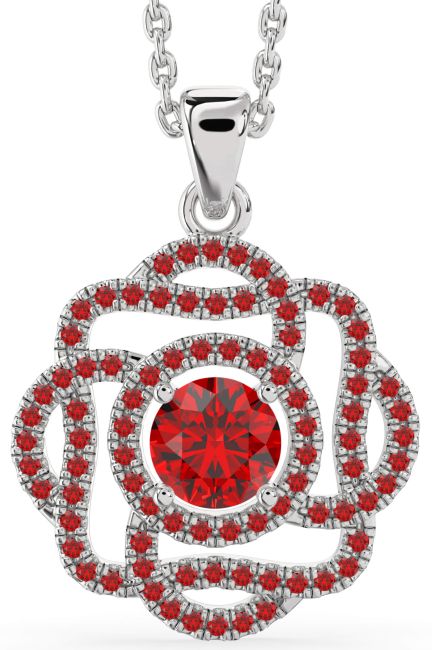 Ruby Platinum Knot Necklace