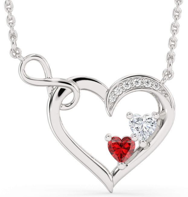 Diamond Silver Infinity Interlock Necklace