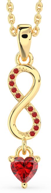 Ruby Gold Infinity Heart Necklace