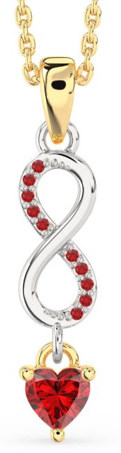 Ruby Gold Silver Infinity Heart Necklace