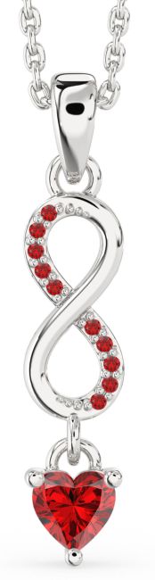Ruby Platinum Infinity Heart Necklace