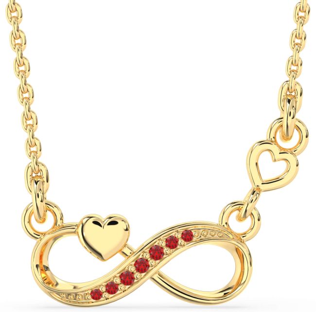 Ruby Gold Infinity Heart Necklace