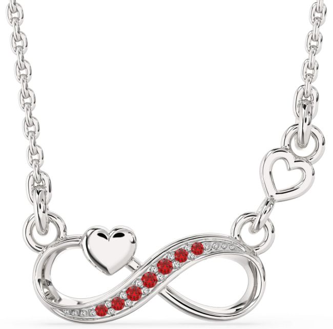 Ruby Platinum Infinity Heart Necklace