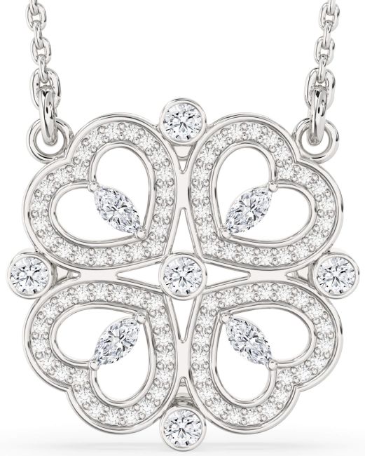 Diamond Platinum Clover Necklace