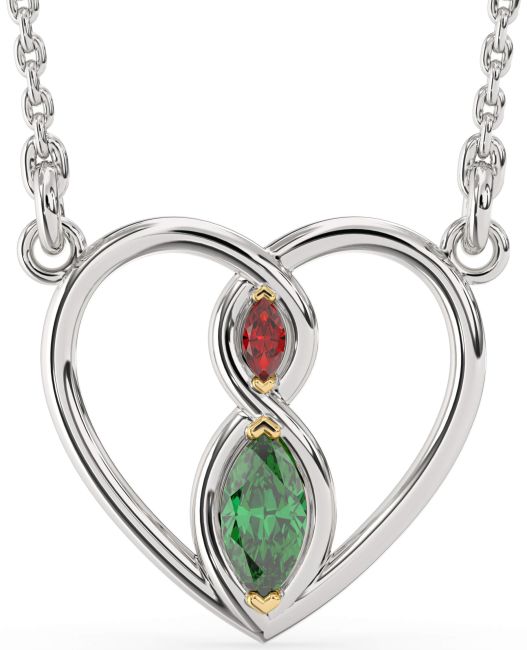 Platinum & Yellow Gold Heart Infinity Necklace