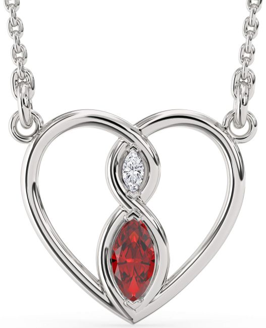 Silver Heart Infinity Necklace