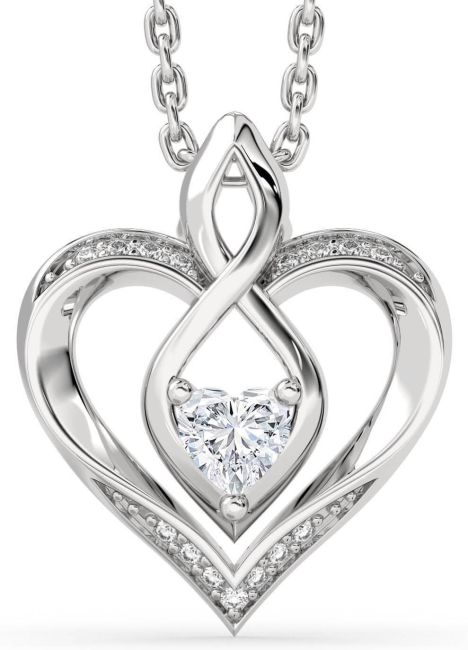Diamond Silver Heart Infinity Necklace