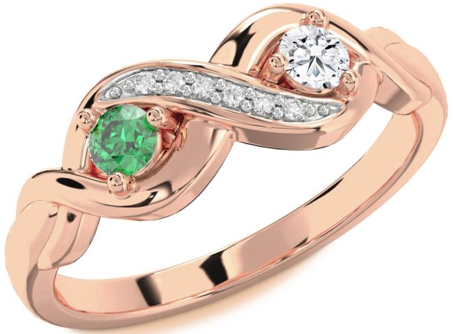 Diamond Rose Gold Infinity Round Two Stone Promise Ring