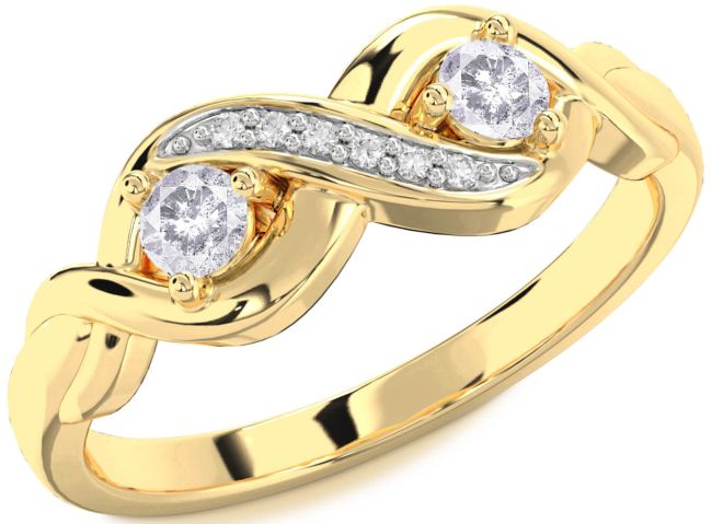 Salt & Pepper Diamond Gold Infinity Round Two Stone Ring