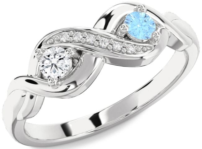 Diamond White Gold Infinity Round Two Stone Promise Ring