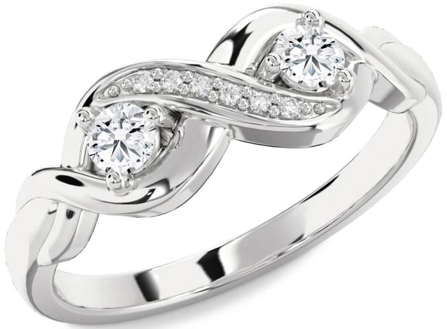 Diamond Platinum Infinity Round Two Stone Ring