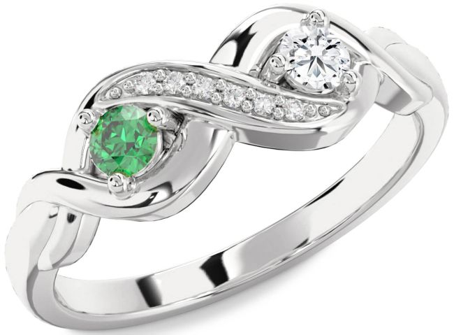 Diamond Silver Infinity Round Two Stone Promise Ring
