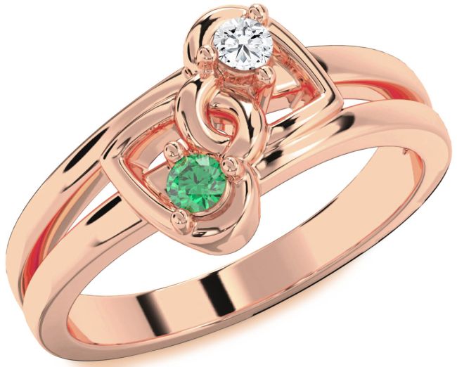 Rose Gold Heart Two Stone Promise Ring