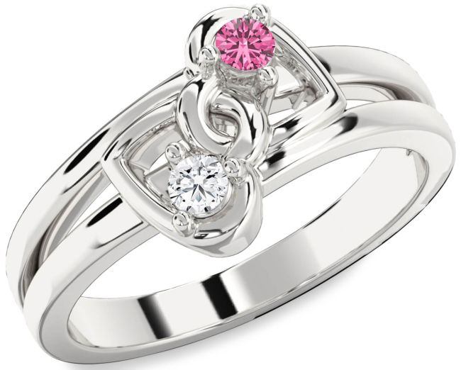 Silver Heart Two Stone Promise Ring