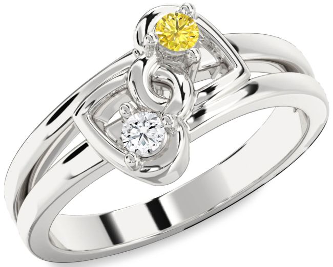Silver Heart Two Stone Promise Ring