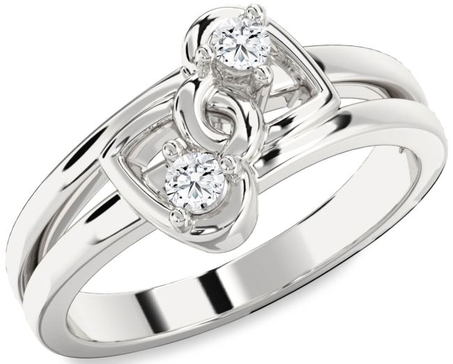 Diamond White Gold Heart Two Stone Ring