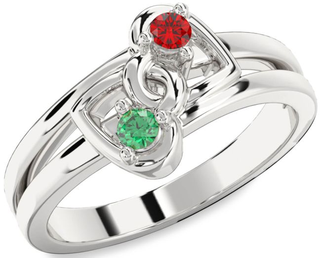Silver Heart Two Stone Promise Ring