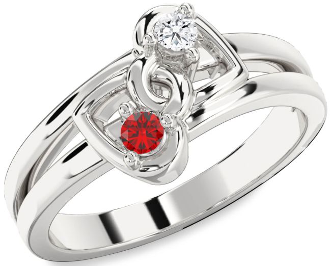 Silver Heart Two Stone Promise Ring