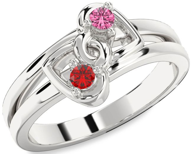 Silver Heart Two Stone Promise Ring