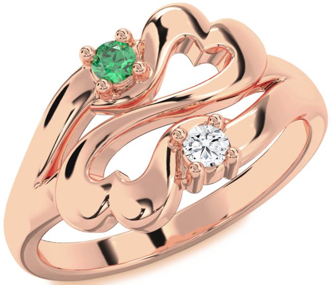 Rose Gold Infinity Heart Two Stone Promise Ring