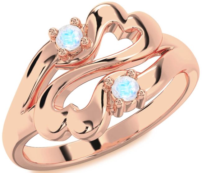 Moonstone Rose Gold Infinity Heart Two Stone Ring