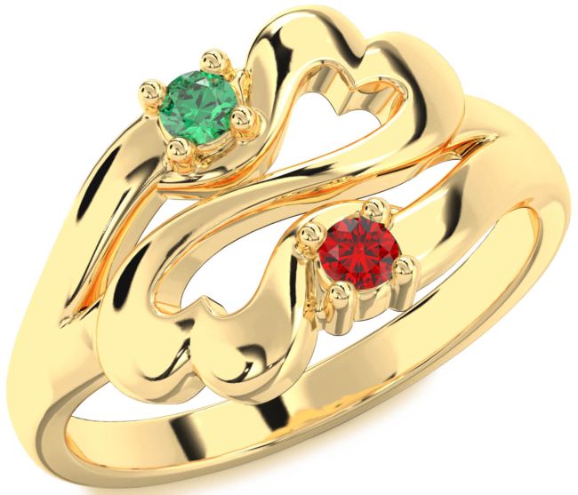 Gold Infinity Heart Two Stone Promise Ring