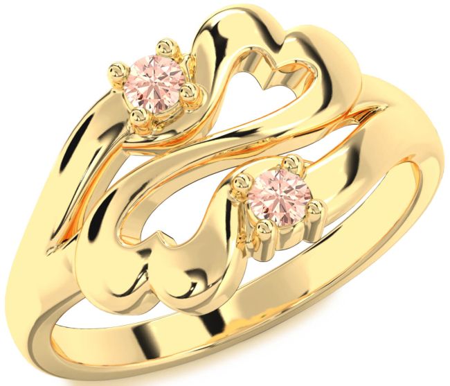 Morganite Gold Infinity Heart Two Stone Ring