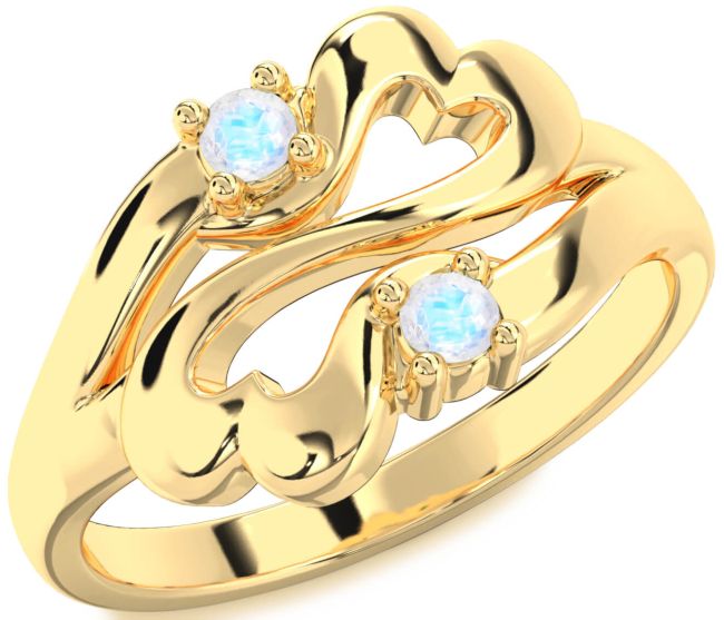 Moonstone Gold Infinity Heart Two Stone Ring