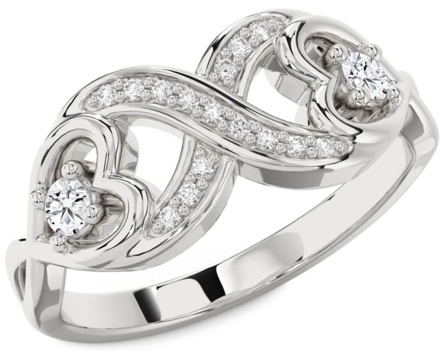 Diamond White Gold Infinity Heart Two Stone Ring