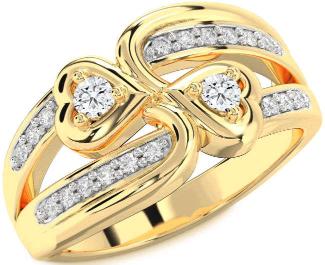 Diamond Gold Heart Two Stone Ring