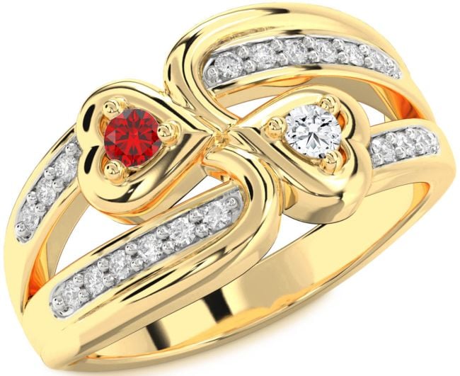 Diamond Gold Heart Two Stone Promise Ring
