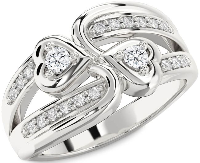 Diamond Platinum Heart Two Stone Ring