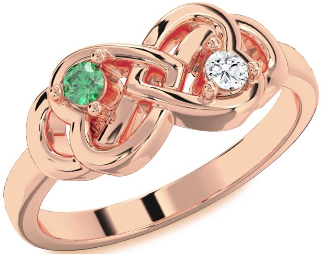 Rose Gold Infinity Heart Two Stone Promise Ring