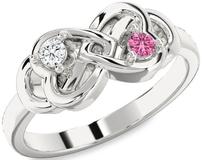 Platinum Infinity Heart Two Stone Promise Ring