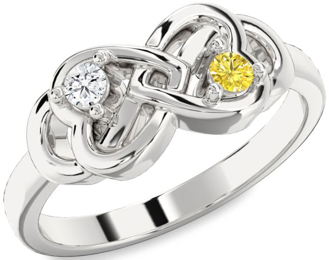 Silver Infinity Heart Two Stone Promise Ring
