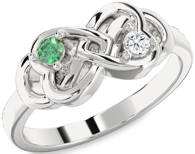 Silver Infinity Heart Two Stone Promise Ring
