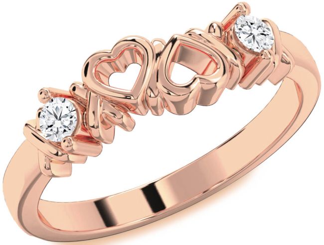 Diamond Rose Gold Heart Two Stone Ring